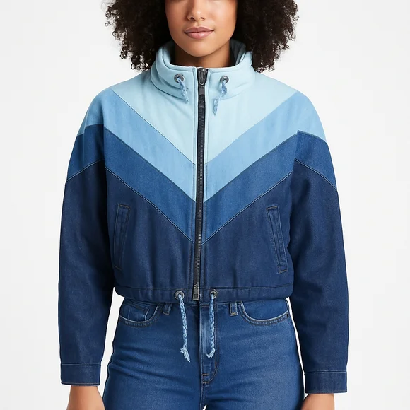 FARM Rio Puff Jean Jacket Size P - Picture 1 of 11